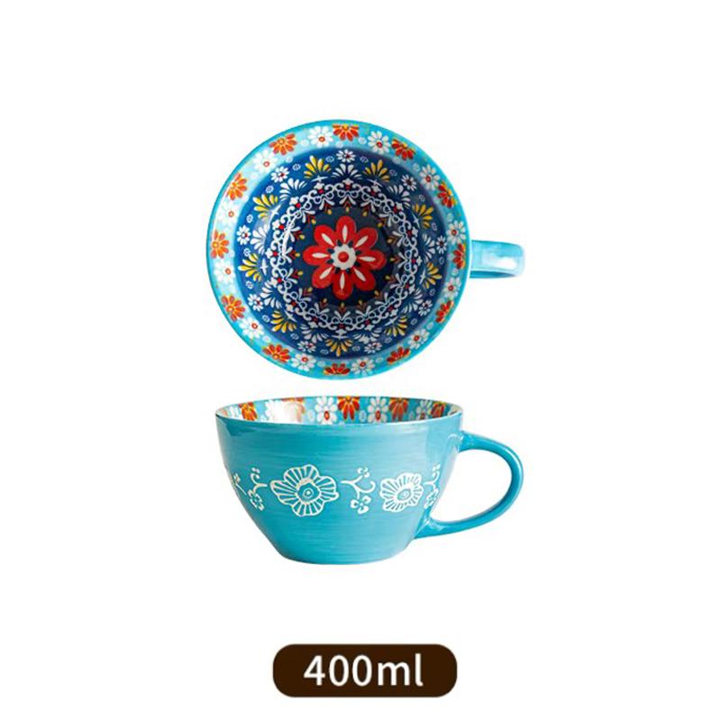 

Ретро Керамическая Чашка для Завтрака Кружка Высокий Уровень Внешнего Вида Большая Вместимость Чашка для Молока и Овсянки Подогрев в Микроволновой Печи Кофейная Чашка