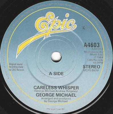 7palcová deska GEORGE MICHAEL - Careless Whisper   A4603 Epic UK Soul/Funk Použitá