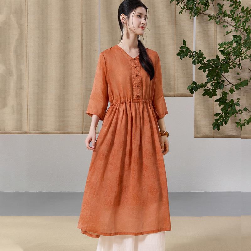 Summer 2025 Button Decoration Loose and Comfortable Women's Dress