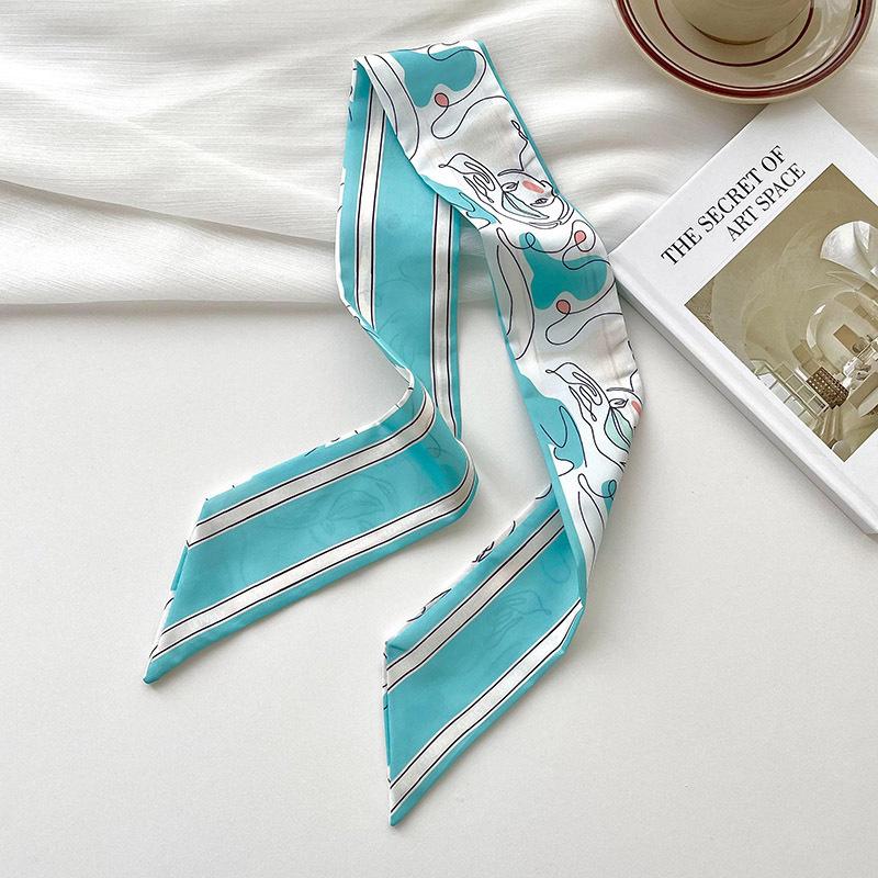 New Luxury Brand Model Small Silk Scarf Women Hair Band Bag Handbag Handle Ribbon Scarf Band Neck Scarves Neckerchief