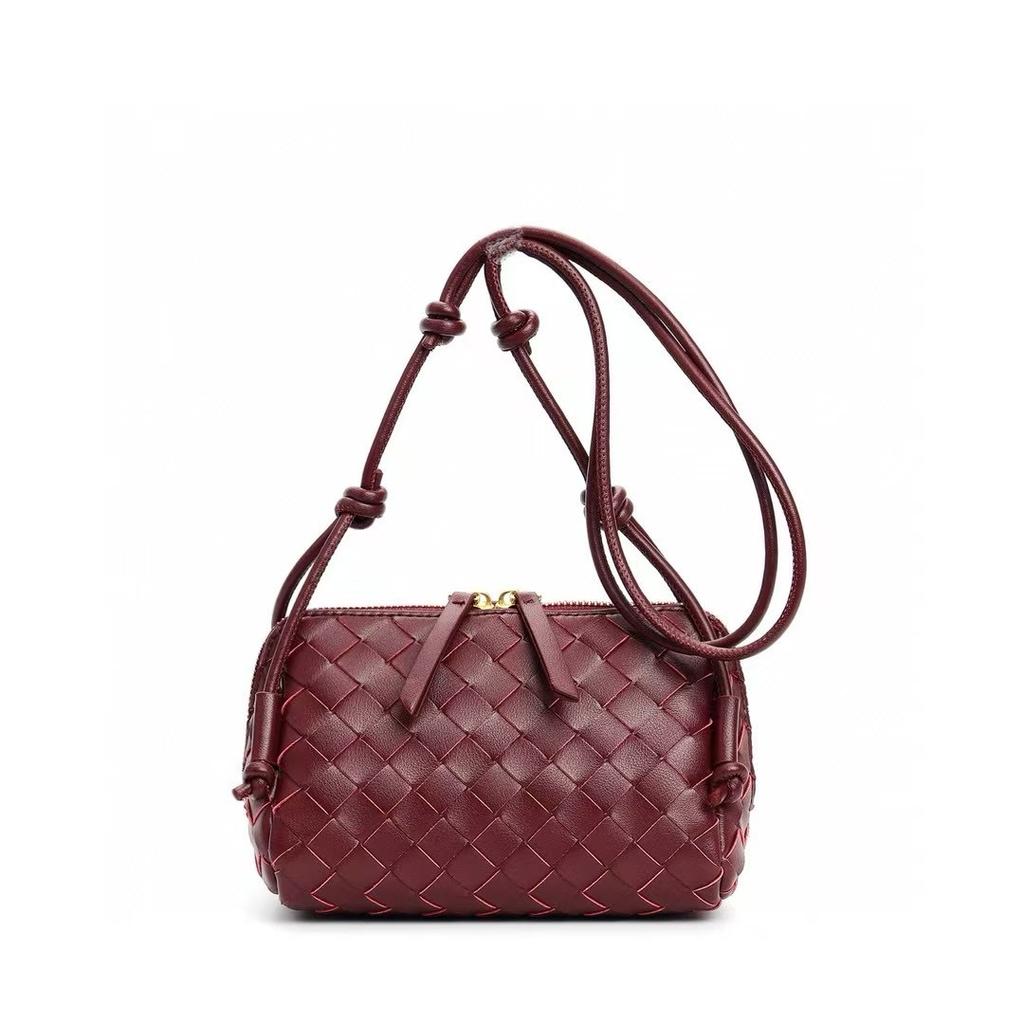 Popular Woven Square Bag 2025 Summer New Calfskin Leather Shoulder Bag French Mini Bag
