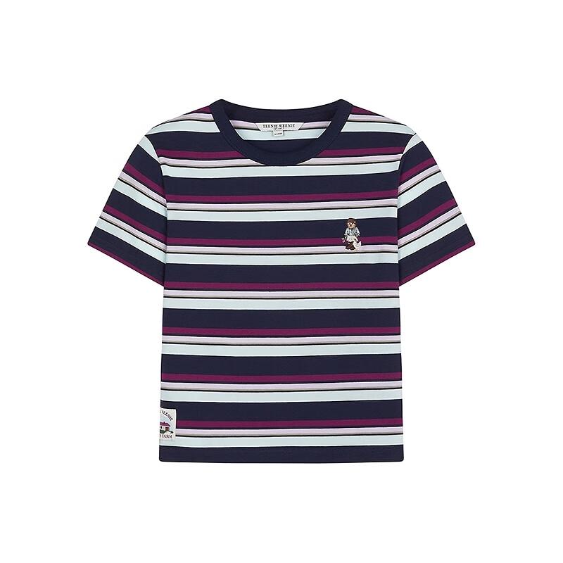 Teenie Weenie Women's Striped Bear Short Sleeve T-Shirt