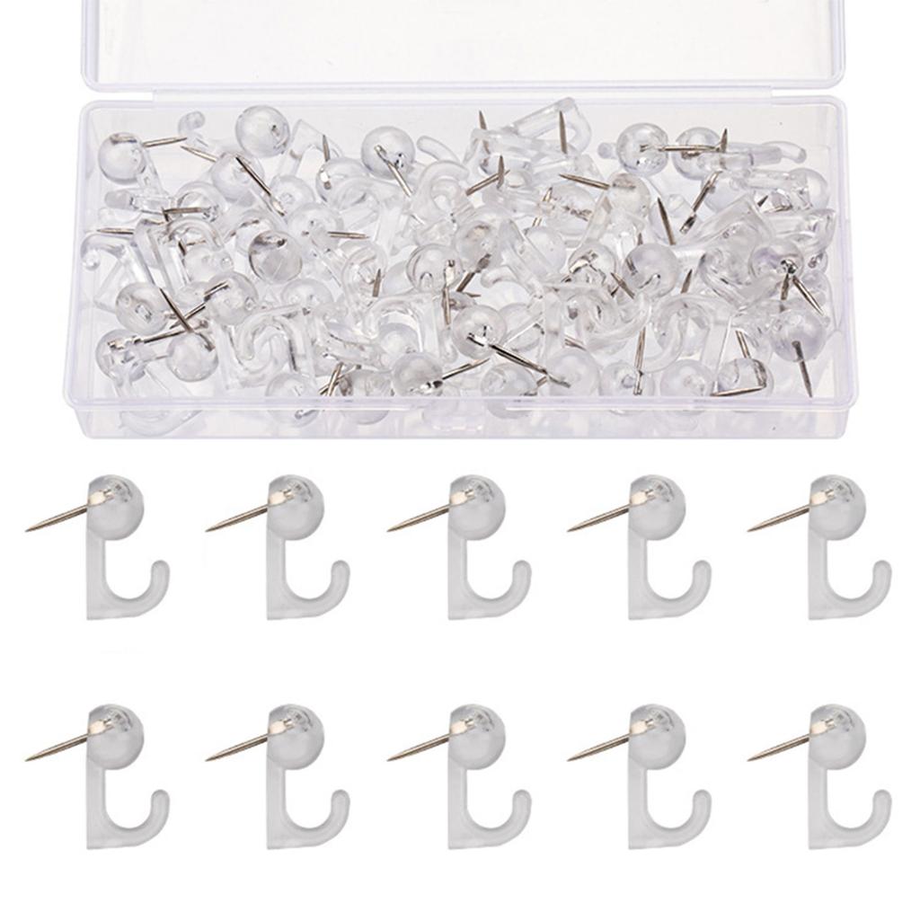 50/60/80/160Pcs Push Pin Hooks Clear Push Pin Clip Cork Board Hook Pin Decorative Thumb Tacks Hook for Wall Hanging
