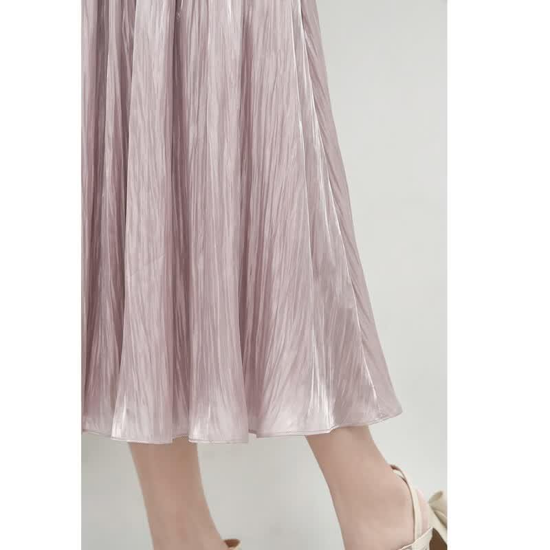 A-Line High-Waisted Pleated Midi Skirt
