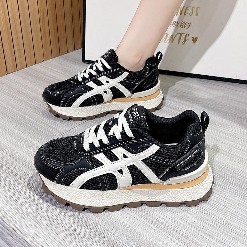 Light Luxury Thick-soled Women's New Spring and Autumn Mesh Breathable Sports and Leisure Shoes Dad Shoes