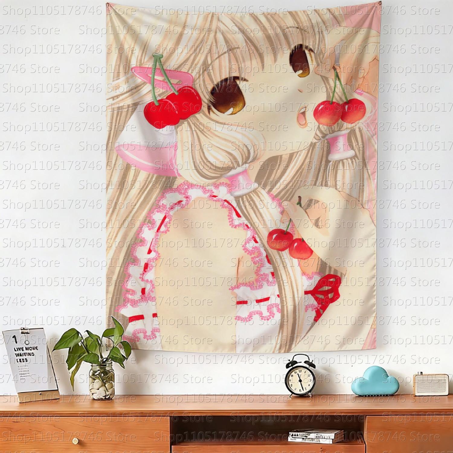 

Chobits xiaoji Cute Girl Background Cloth INS Style Bedroom Bedside Hanging Cloth Dormitory Wall Decoration Background Cloth 74x94cm(29x37in)