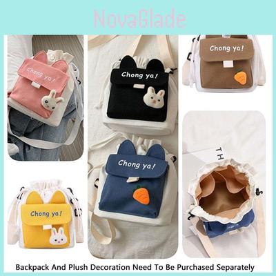Stylish Canvas Shoulder Bag With Cute Rabbit And Carrot Pins Available In Multiple Colors