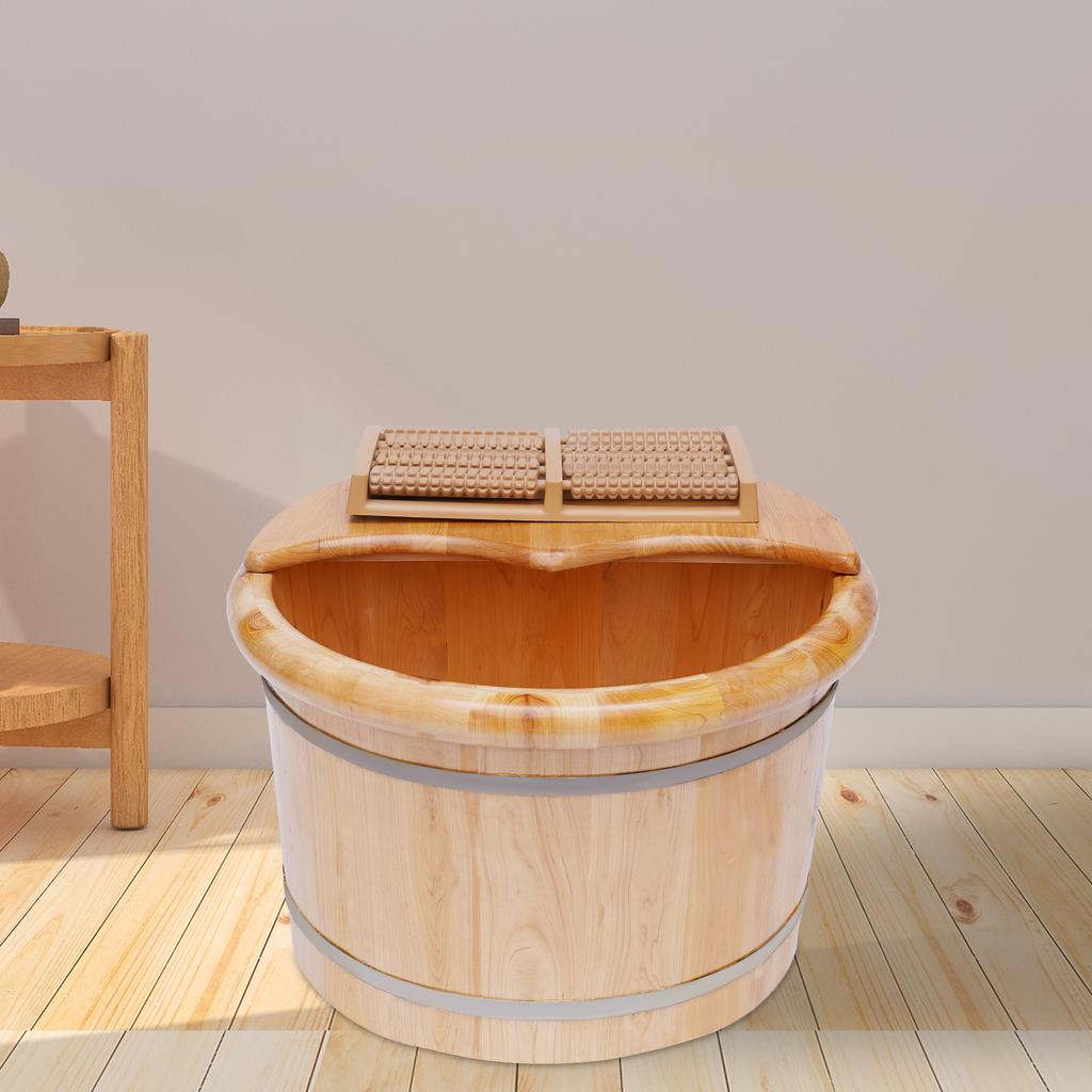 31cm Wooden Bucket Foot Bath Massager Suitable for Office Workers, Seniors, Athletes, Family Members