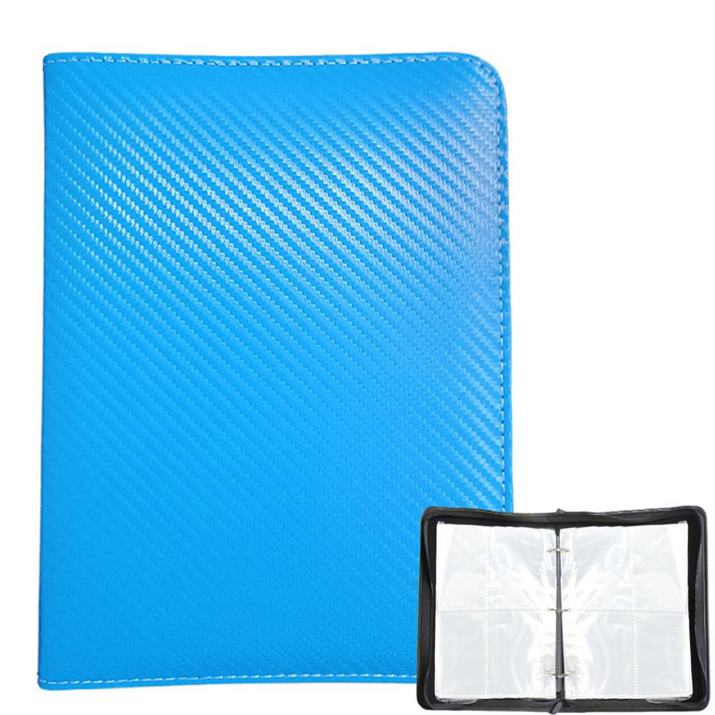 Card Holder Binder with Four Transparent Card Sleeves Textured Twill Pattern Storage Organizer for Business and Collectible Cards