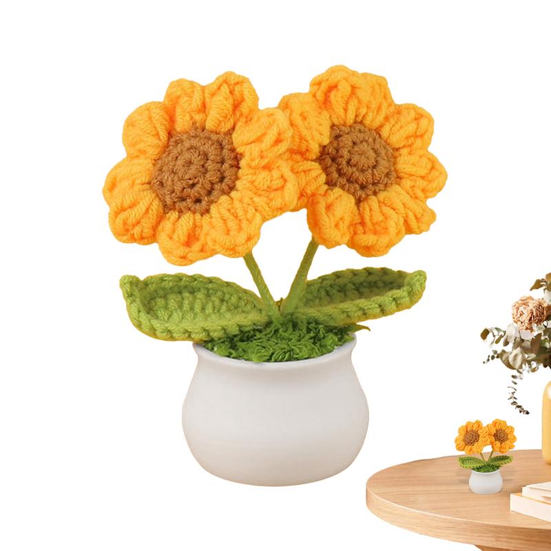 Handgefertigte Gestrickte Sonnenblume Gehäkelte Sonnenblume Kunstblume Schreibtischdeko Topfpflanzen Sonnenblumen Dekoration Tischmittelstücke