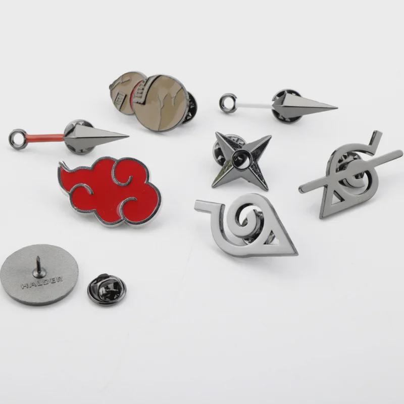 Broșă Naruto Nor Roșu cu Sharingan, Dovleac Gaara, Kunai și Dart - Accesorii de desene animate