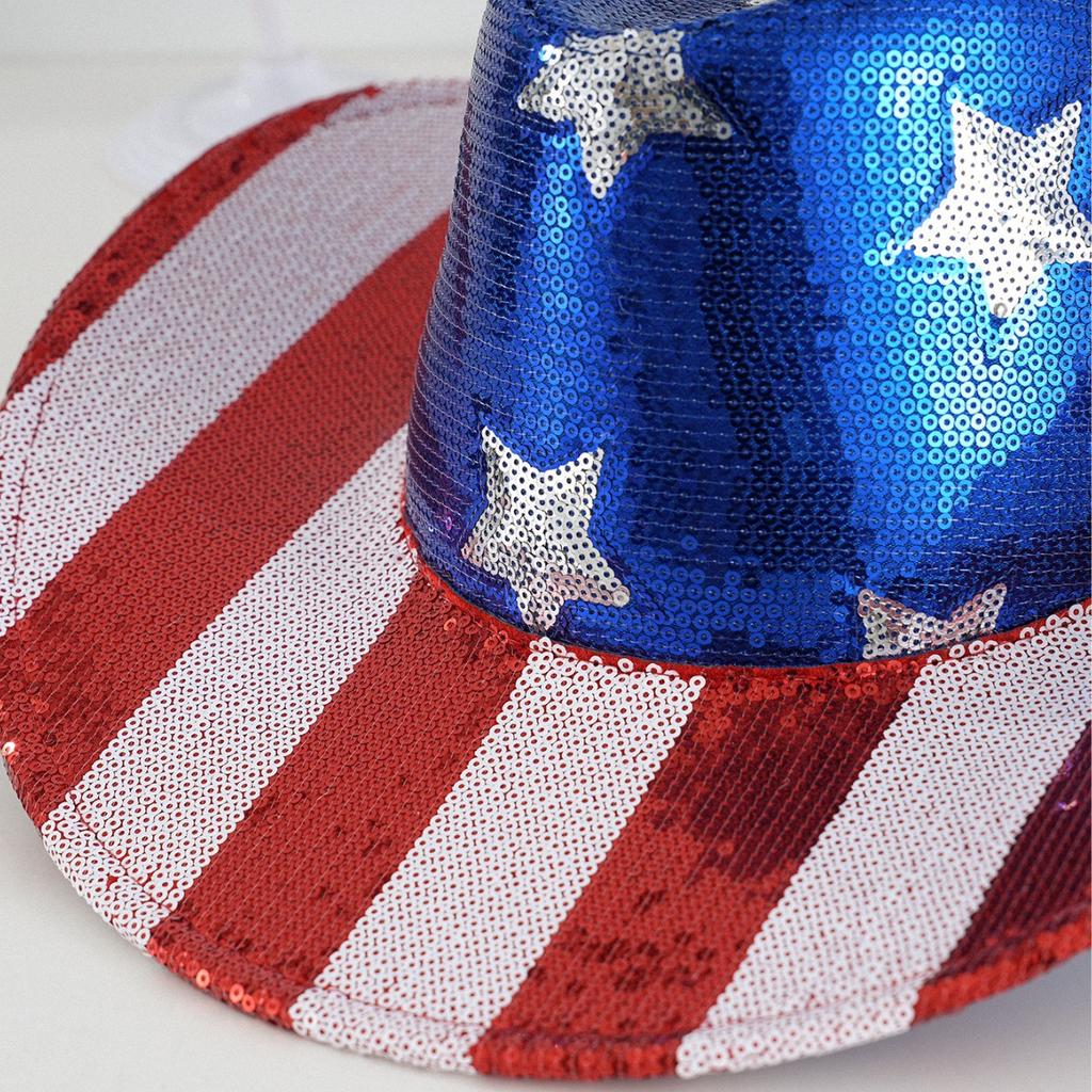 European and American sequined stars and stripes cowboy hat performance carnival day party ball men's and women's hats