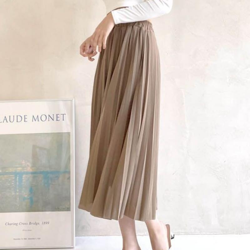Shop   Womens Guest+date Elastic Waist Chiffon Pleated Long Skirt Won Wsk Wf0b9a