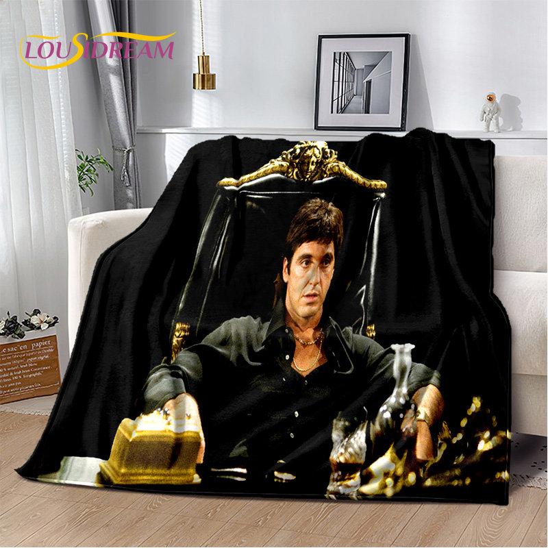 Movie Scarface Tony 3D Printing Soft Plush Blanket,Flannel Blanket Throw Blanket for Living Room Bedroom Bed Sofa Picnic Cover