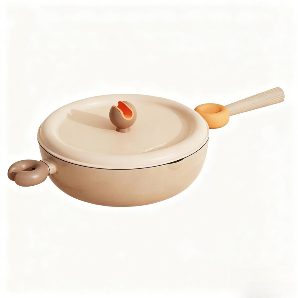 Wok with Lid Maifan Stone Nonstick Pan Multifunctional Integrated Wok for Household for Open Flame and Induction Cookers 28cm