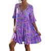 Abito casual da donna elegante con scollo a V e stampa floreale