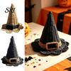 Indoor Outdoor Halloween Ornament Handwoven Witch Hat, Gothic Wizard Costume Headpiece for Rustic Braided Rope Hat Party, Spooky Tabletop Decor, Retro
