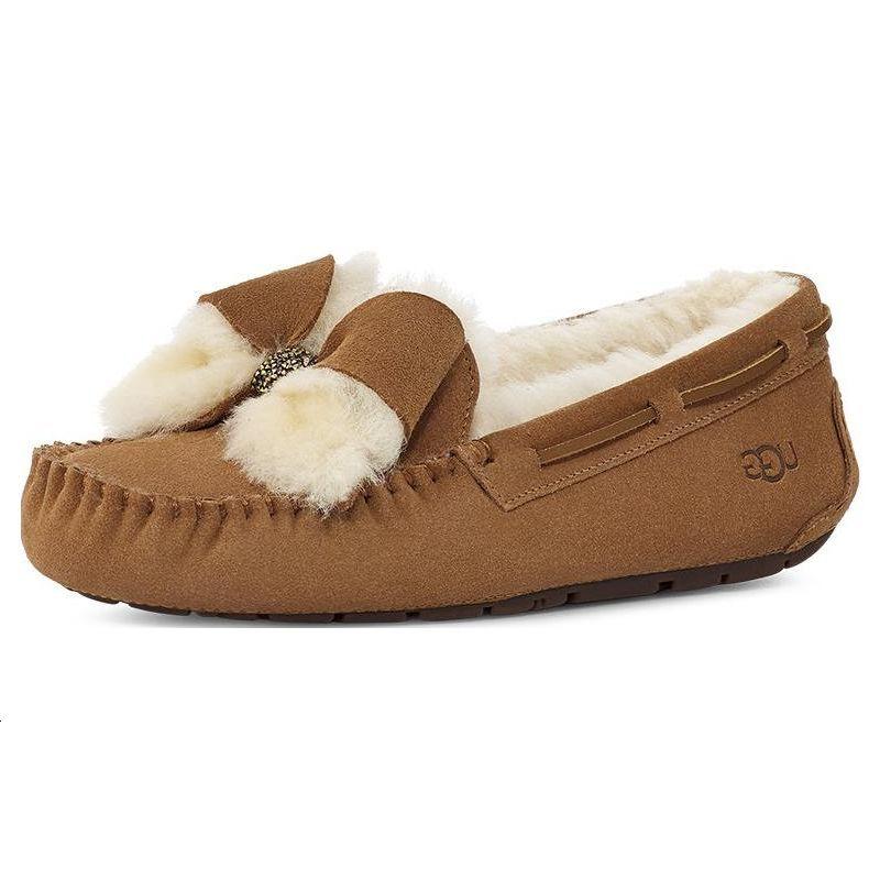 UGG Pohodlné mašličkové baleríny Dámské baleríny Kaštanové 1138373-CHE