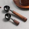 Stainless Steel Measuring Spoon Wooden Handle Measuring Cups Long Handle Coffee Bean Spoon Baking Tools
