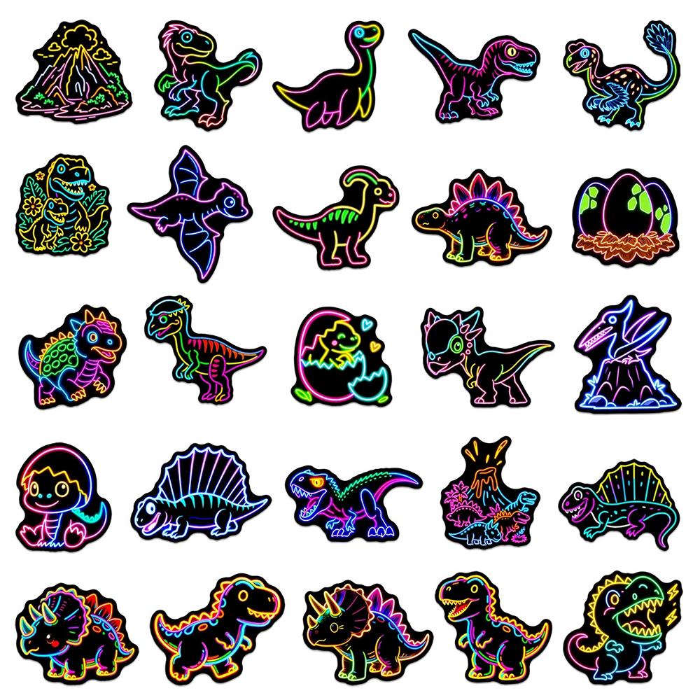 10/30/50pcs Kawaii Neon Q Version Dinosaur Stickers Decals for Stationery Phone Luggage Diary Cute Cartoon Graffiti Sticker Toy