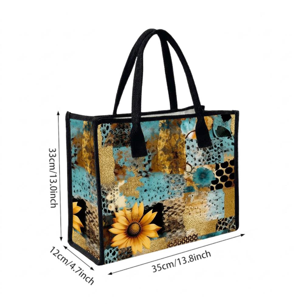 Boho Sunflower Print Tote Bag Fashion Casual Large Capacity Ladies Daily Handbag