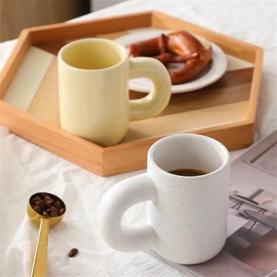 260ml White Dots Ceramic Cup Korean Style Fatty Mug Design Simple Coffee Mug Couple Gift  Milk Tea Cups Porcelain Drinkware
