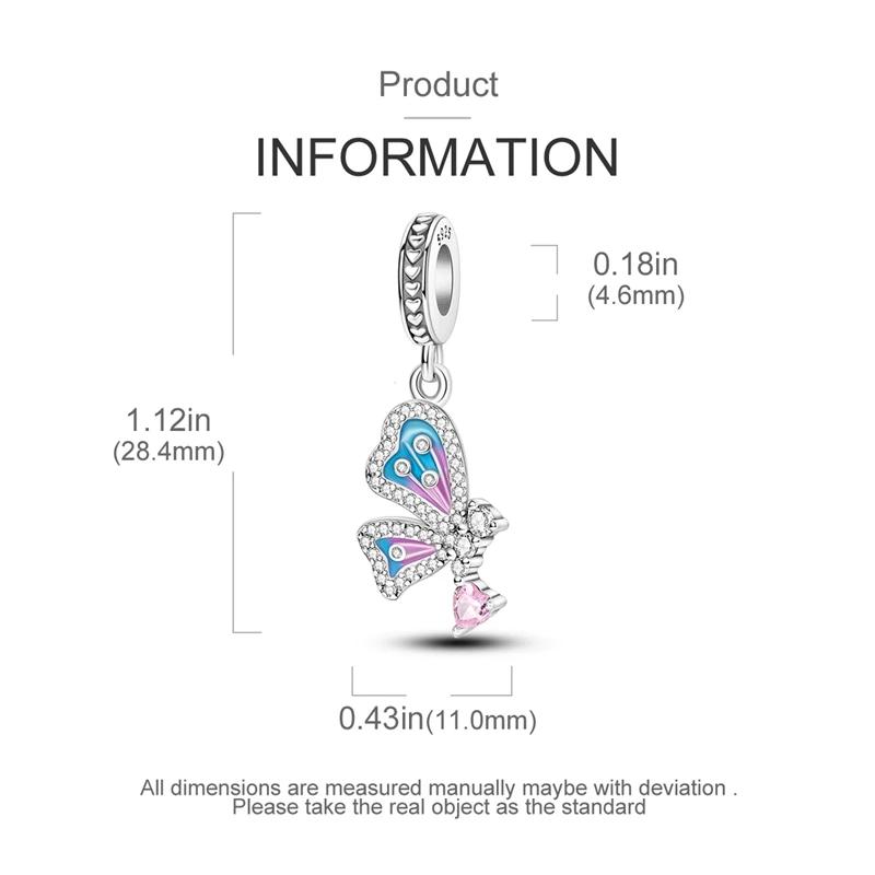 Charms Platadreamy Blue Pink Butterfly-Shaped Beads Fit Originalbracelets Charms For Women Jewelry Diy Making Gifts