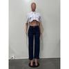 Shiny Rhinestone Jeans Pants Sexy Women High Waist Elegant Night Club Diamonds Denim Straight Trousers