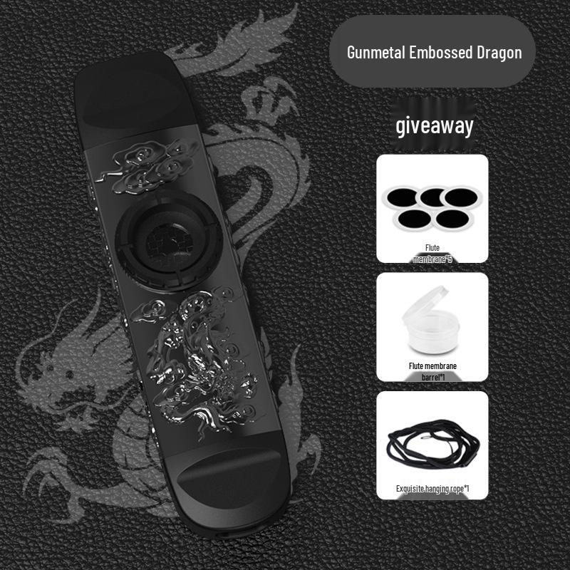 Double-Headed Metal Kazoo: Embossed Dragon Design Guitar & Flute Companion