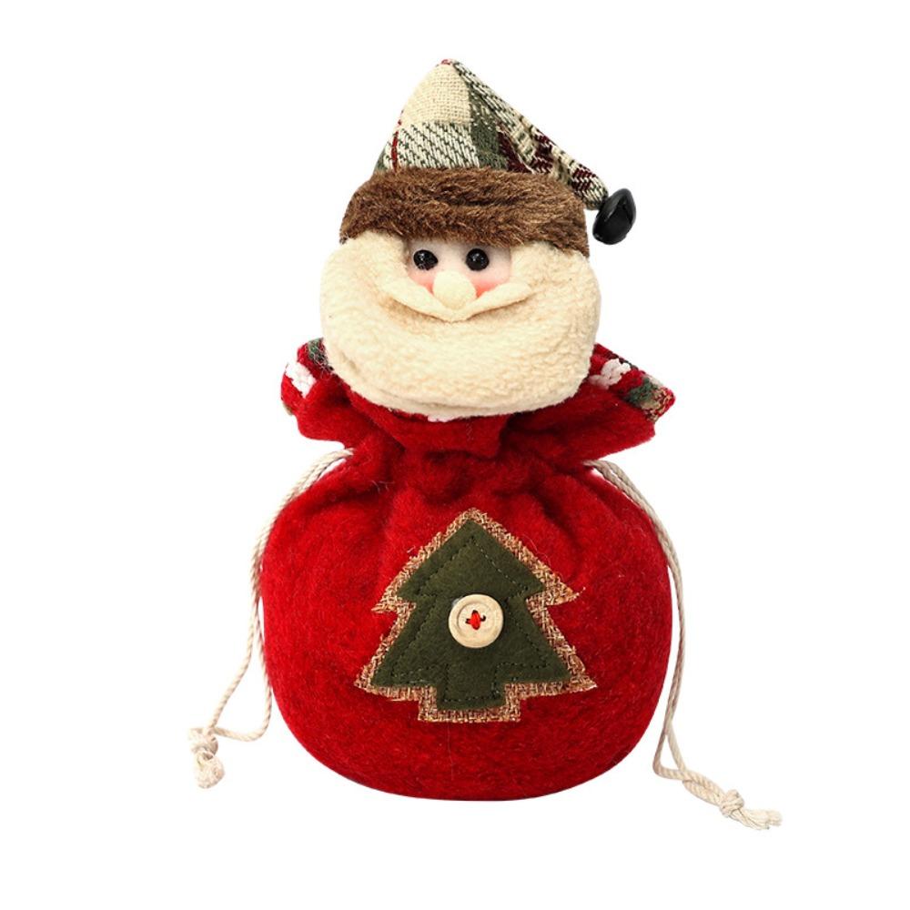 Cloth Christmas Candy Bag Plush Christmas Gift Drawstring Bags  Outdoor Christmas