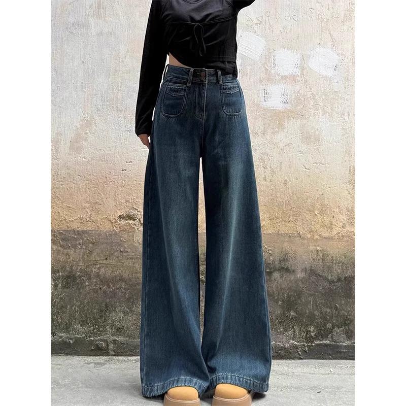 

Ретро джинсы больших размеров с высокой посадкой, прямые широкие для женщин 5XL