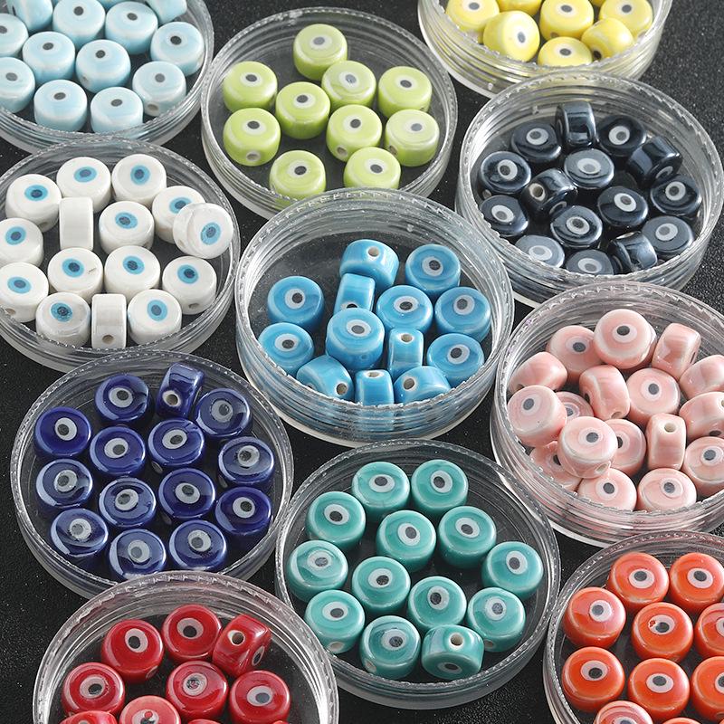 Colored Spacer Demon Eye Ceramic Bead Bracelet - DIY Jewelry Accessory with Loose Beads for Bracelets and Phone Chains