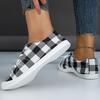 Big Black Plaid Shoes Fashion Flat Casual Women's Shoes Large Size Women's Cloth Shoes