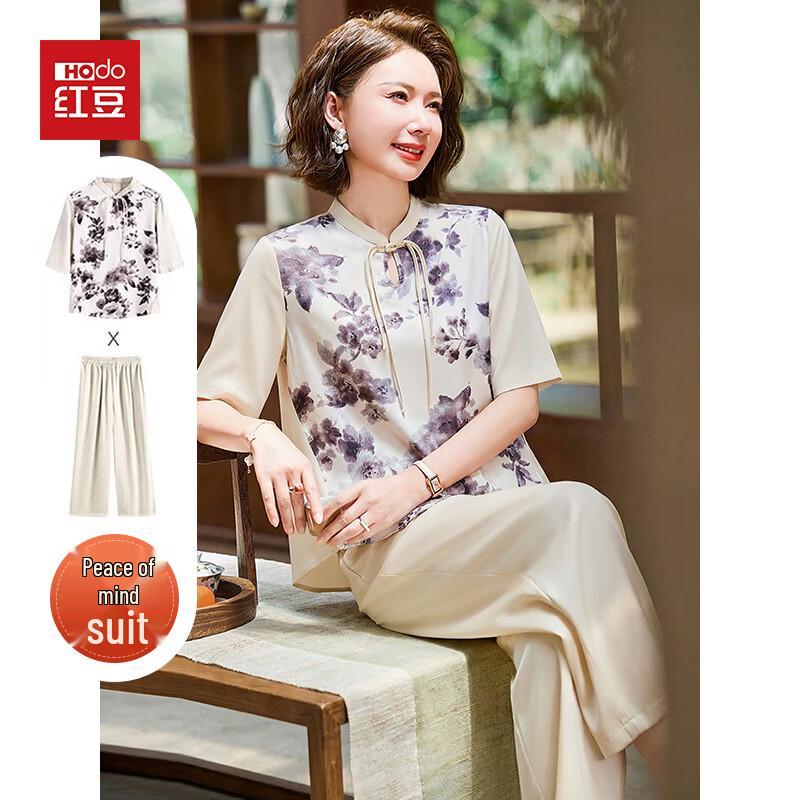 Hodo Women s New Chinese Style Patchwork Short-Sleeve Set L