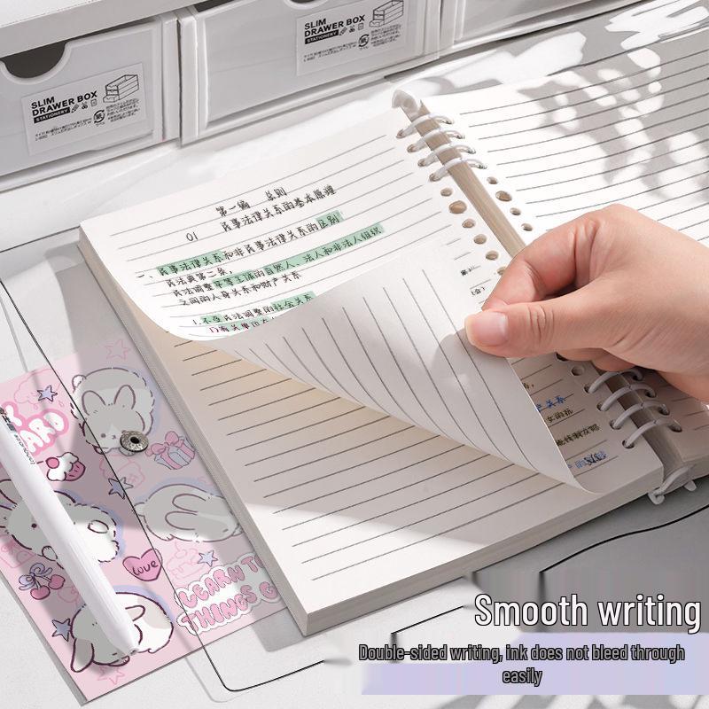 Weiches Süßes PVC-Leder Notizbuch mit losen Blättern, 16K, Hohe Haltbarkeit für Schüler