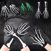 1 Paar Halloween-Skelett-Handschuhe, nachtleuchtende Cosplay-Party-Requisite, Unisex, gruselige, erschreckende Fünffinger, Halloween-Party, Geister-Handschuhe, Totenkopf-Strümpfe