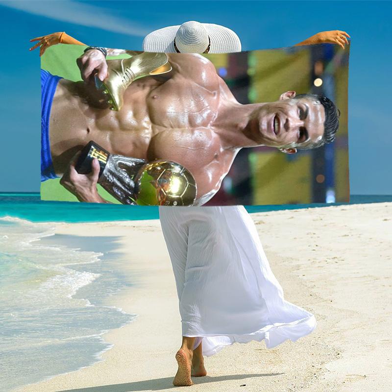 Ronaldo Portugal Football Legend Beach Towel Beach Portable For Travel Outdoor Pool Towel Seaside Swim Comfort Outdoor Picnic Beach Mat