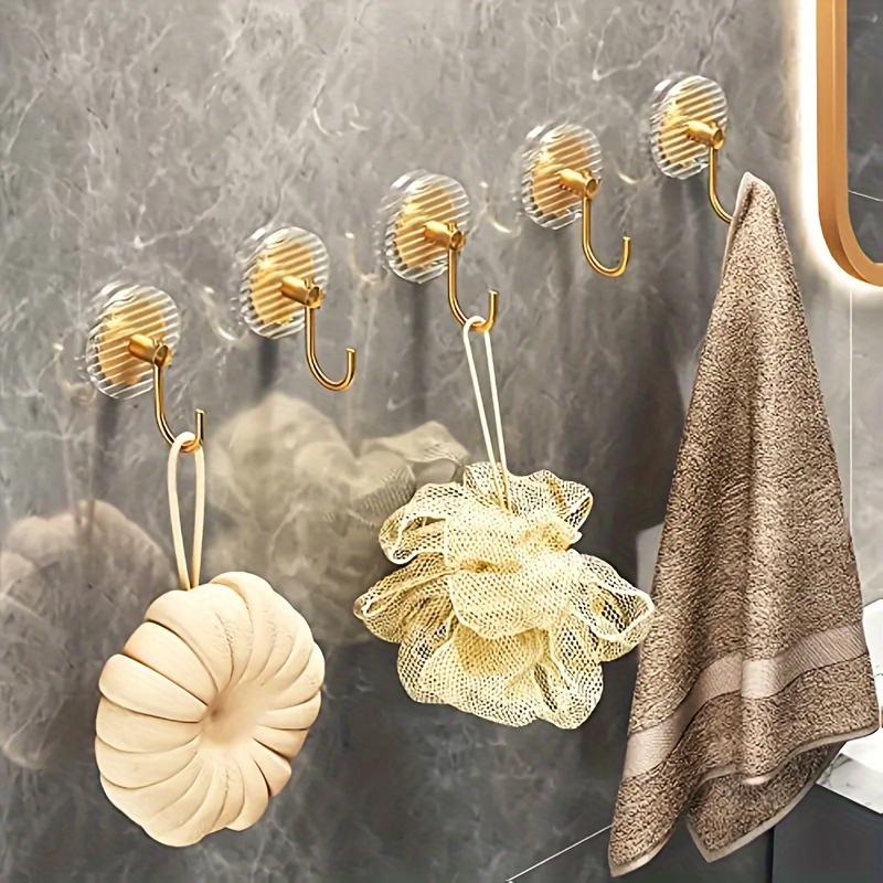 4pcs Metal Wall Hooks for Towels & Clothes - Versatile Bathroom Storage, Bedroom Wardrobe Organizer, Dorm Adhesive Holde