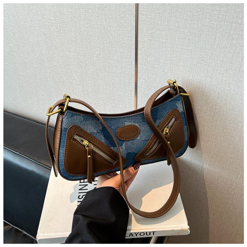 

New fashion baguette bag women s shoulder bag to work commuter messenger bag versatile bag retro style світло-синій колір