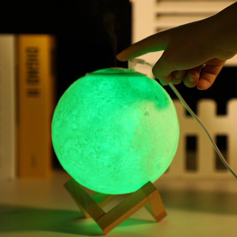 Umidificator cu lampă de lună 3D cu lumină de noapte LED, difuzor de aromă cu ceață rece pentru dormitor, birou, cameră pentru bebeluși, yoga, spa, cadouri