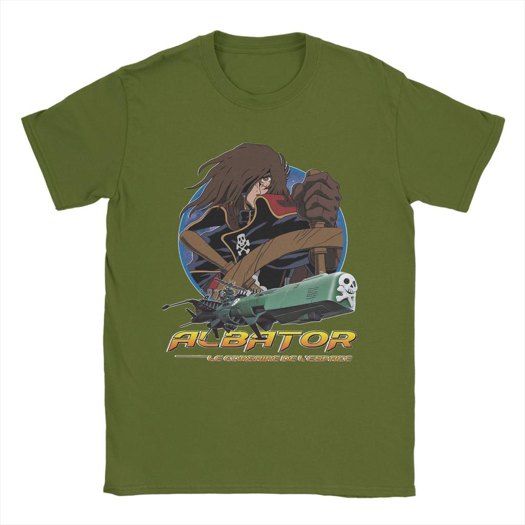 Space Pirate Captain Harlock Albator T Shirt Men's Pure Cotton Vintage T-Shirt O Neck Tee Shirt Short Sleeve Tops Gift Idea