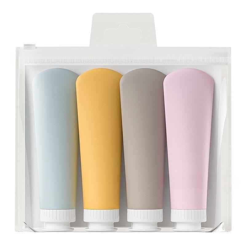 4Pcs Travel Size Squeeze Hose Empty Bottle Set for Shampoo Shower Gel Lotion Cosmetics Portable Leakproof Refillable Containers