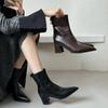 Luxury Designer Vintage Women Ankle Boots Fashion Pointed Toe Short Booties Elegant High Heels Shoes Botas Mujer Riding Boots