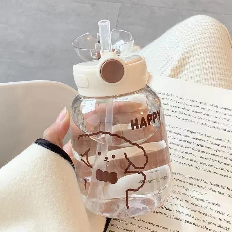 Water bottle simple ins cute high value straw cup female summer student adult girl plastic small portable water cup