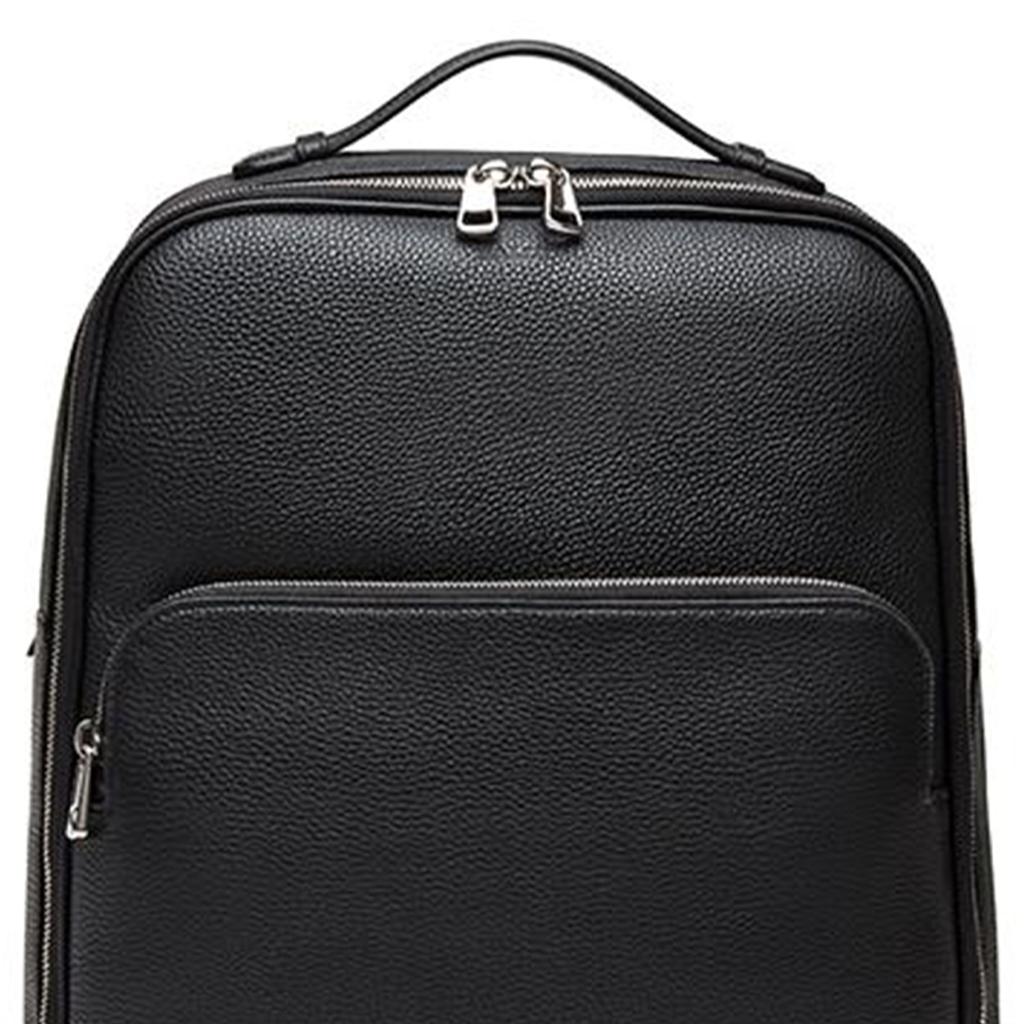 Bally Solid Color Litchi Pattern Zipper Closure Large Capacity Commuter Backpack Men Backpack Black 6240401