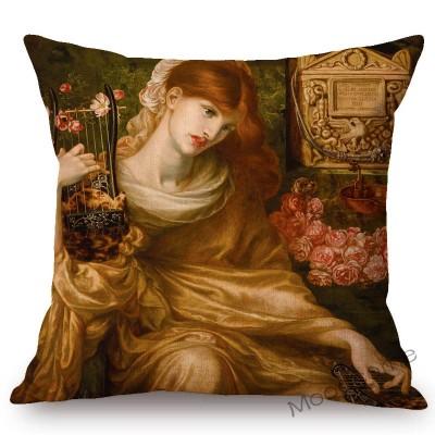 Uk British Artist Dante Gabriel Rossetti World Famous Oil Painting European Beauty Princess Sofa Pillow Case Linen Cushion Cover