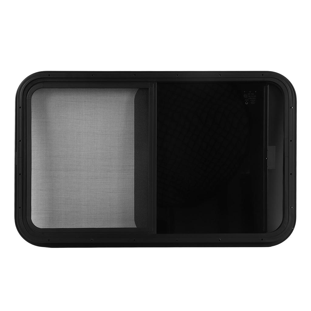 RV Window Rounded Corner Push Pull Style UV Proof Sealed Black Powder Coating for Camper