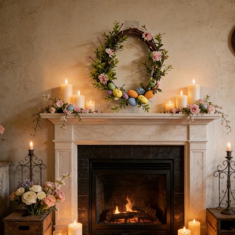 Durable Plastic Foam Easter Eggs Artificial Wreath for Spring Flower Decors Indoor Outdoors Use Fade Resistant Long Time