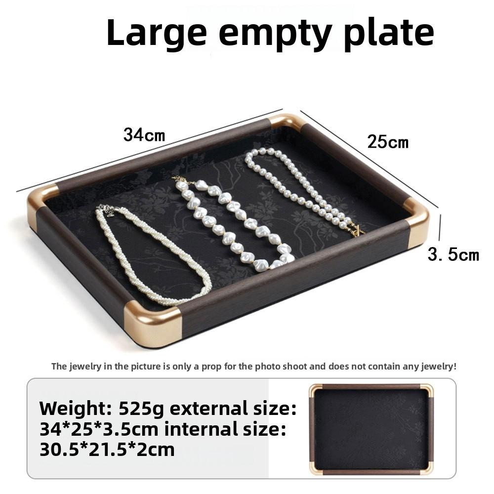 Rounded-edge Jacquard Storage Tray with Wood Texture, Viewing Plate for Jadeite, Gems and Assorted Ornaments