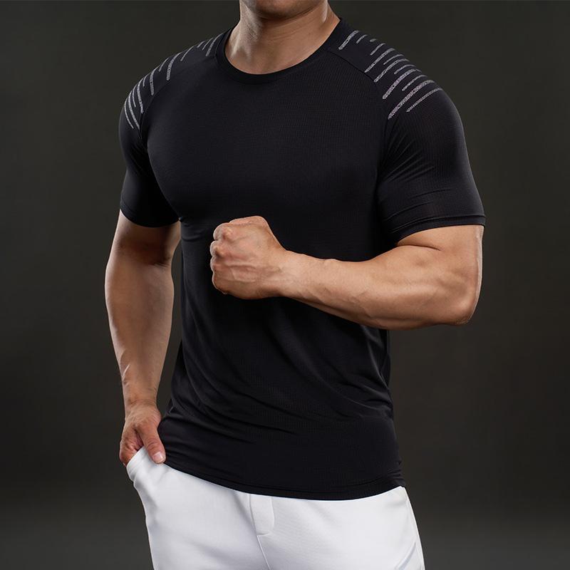 586009 Summer 2025 American Style Casual Short-sleeved Fashion Sports Slim Elastic Fitness Outdoor T-shirt